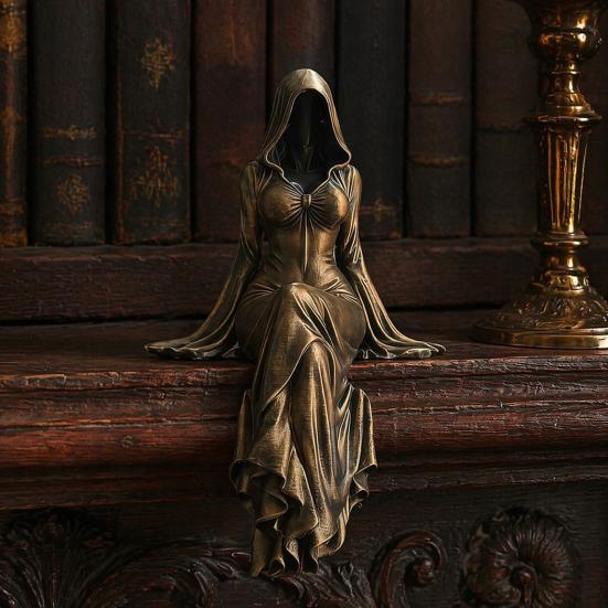 Resin Goddess Statue for Desk 3D Printed Reaper Figurine Ornaments, Dark Style Sculpture, Unique Aesthetic Decor Gothic Faceless Desktop Bookshelf