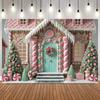 Fortryllet Lyserød Julefotografi Baggrund Slik Pebernøddehus Juletræ Snefelt Snemand Fest Dekoration Fotobaggrund18
