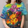 Colorful Floral Print 3D Printed Women's Comfortable Short Sleeved V-neck T-shirt