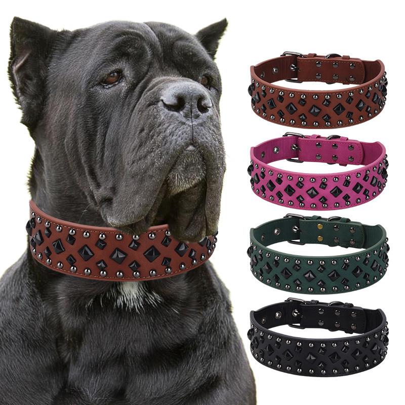 

Pet Collar Large Dog Punk Rivet Collar Anti Bite Spike Leather Dog Collar S 56*5.0CM
