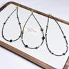 Korean Black Spinel & Pearl Titanium Necklace: Versatile Clavicle Chain