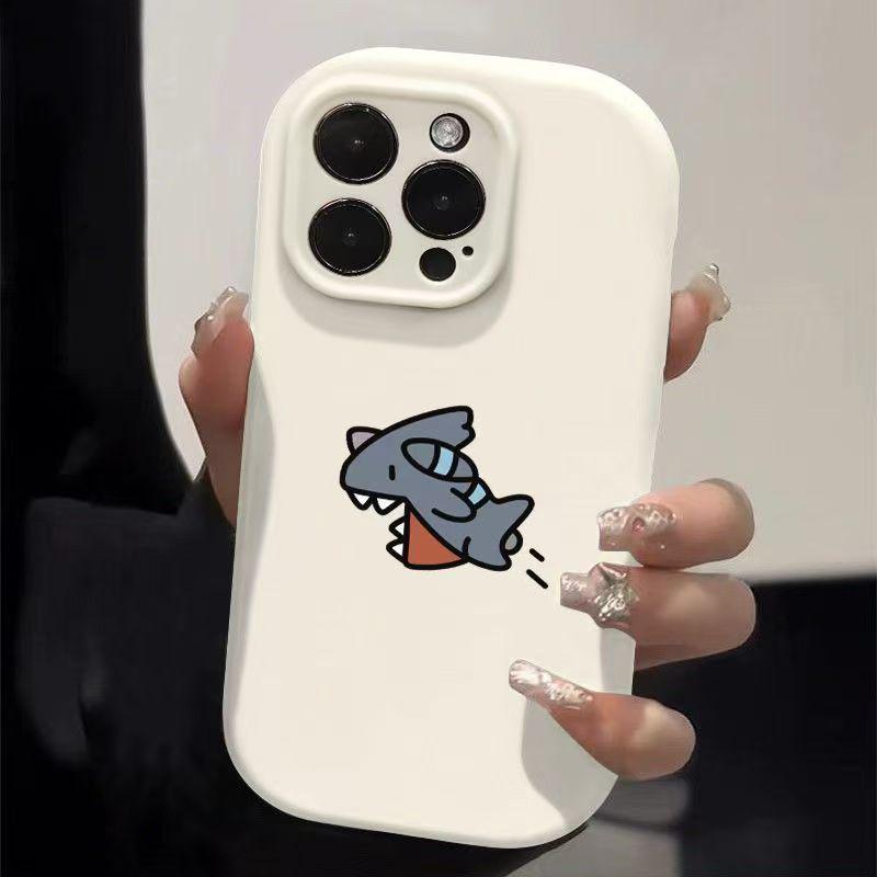 Adorable Shark Cartoon Phone Case for iPhone 12 to 17 Pro Max