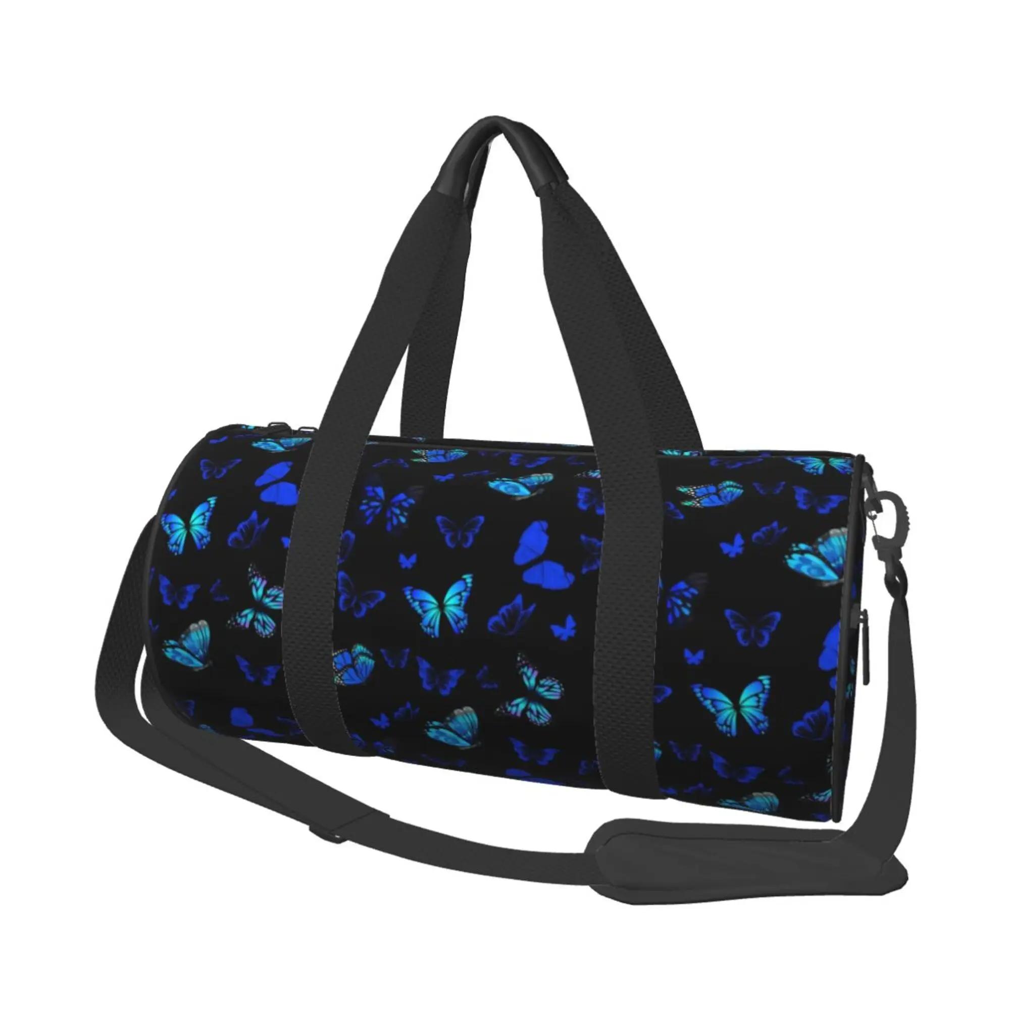

Flying Butterfly Round Travel Duffel Bags Gym Sports Luggage Large Travel Tote Bag Overnight Weekend Bags for Men and Women