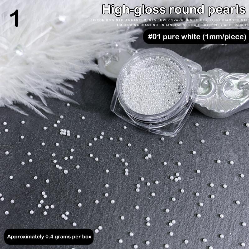 1 Scatola di Perle Stereoscopiche Mini Perle Rotonde Accessorio Decorativo per Pittura Unghie Patch Diamante per Unghie