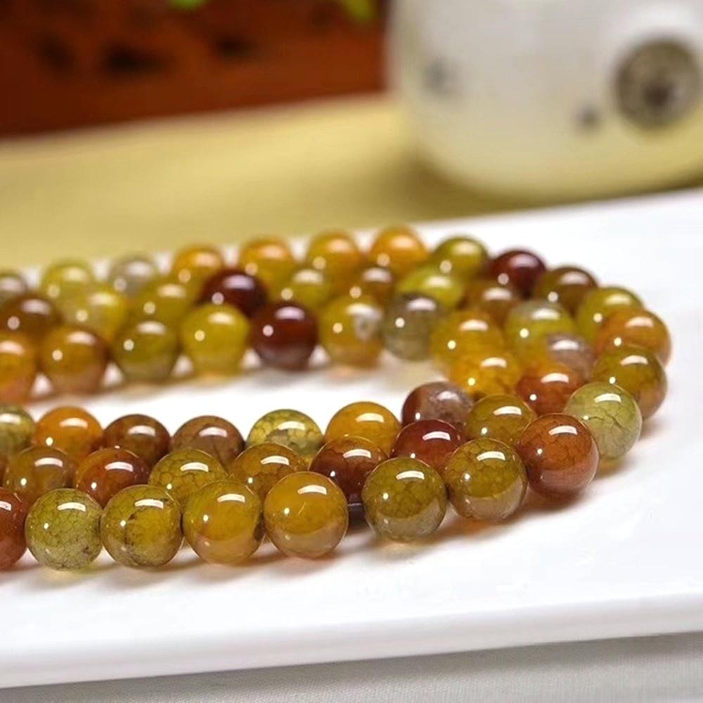 Agates Dragon Jaune Pierre Perles Rondes Naturelles 15" Fil Lisses Perles d'Espacement Libres 4/6/8/10/12mm pour Fabrication de Bijoux DIY Bracelets Accessoires
