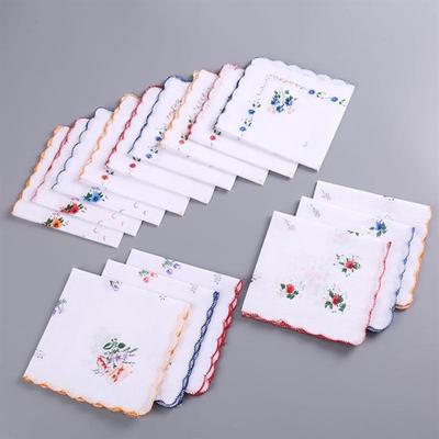 12 Packs Of Women'S Pure Cotton Printed Handkerchiefs, Pure Cotton Handkerchiefs, Wedding Bride Souvenirs, Flap Pocket Pants Sca
