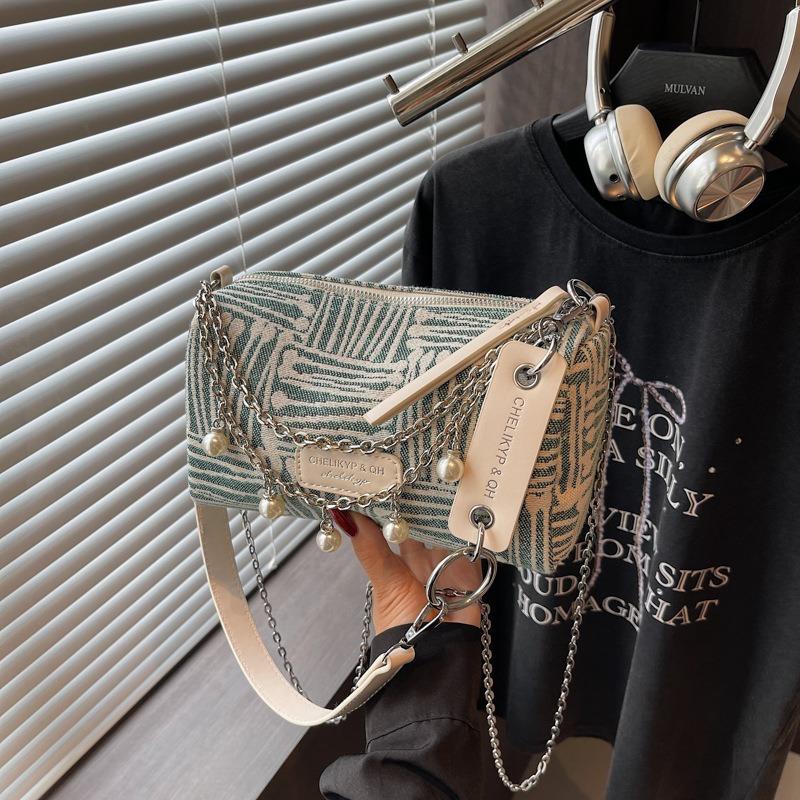 College students class big bag women's new fashion commuter shoulder bag summer large capacity striped pillow bag