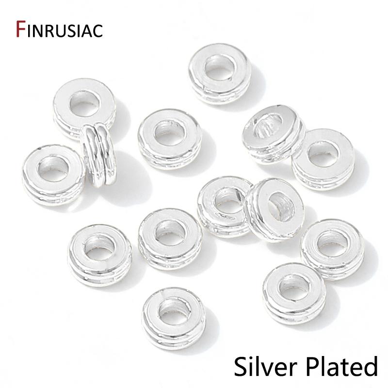

3/4/5/6/8mm 18K Gold Plated Brass Double Round Flat Spacer Beads,Separator For Beads,DIY Bracelet Jewelry Making Accessories 5mm-20 pieces