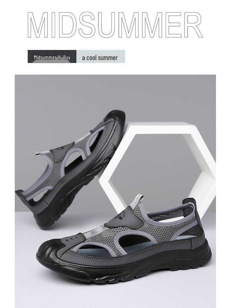 Herren Atmungsaktive Zehensandalen: Leichte, rutschfeste Mesh-Outdoor-Freizeitschuhe für Frühling & Herbst