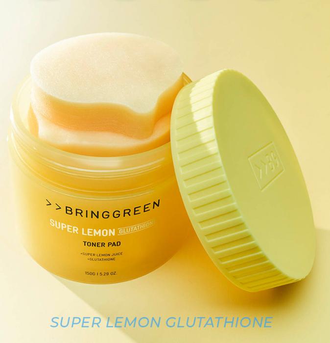 BRING GREEN Super Lemon Glutathione Toner Pads 90pcs + Refill | Brightening & Exfoliating