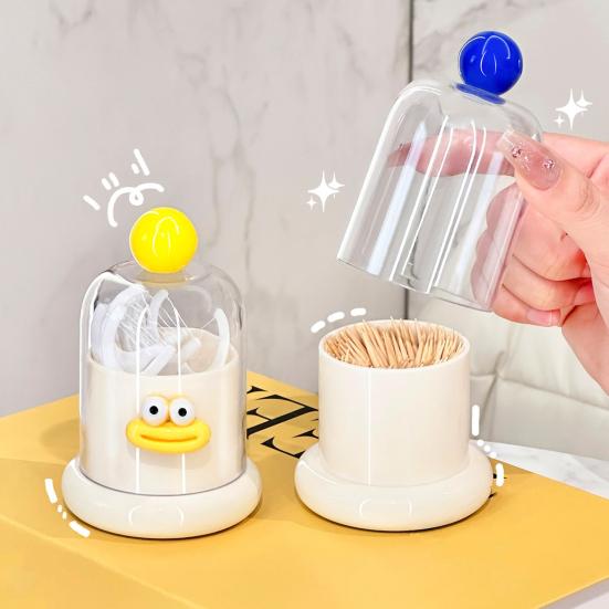 Cartoon Toothpick Holder with Removable Dust Cover Plastic Toothpick Dental Floss Dispenser Home Office Restaurant Desktop Toothpick Organizer
