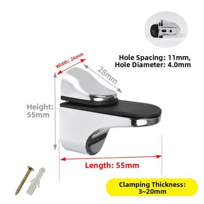 Einzelpack Verstellbare Glasregalhalterung Zinklegierung Wandmontagehalterung Kompatibel mit 3mm bis 20mm Glas- oder Holzregalen