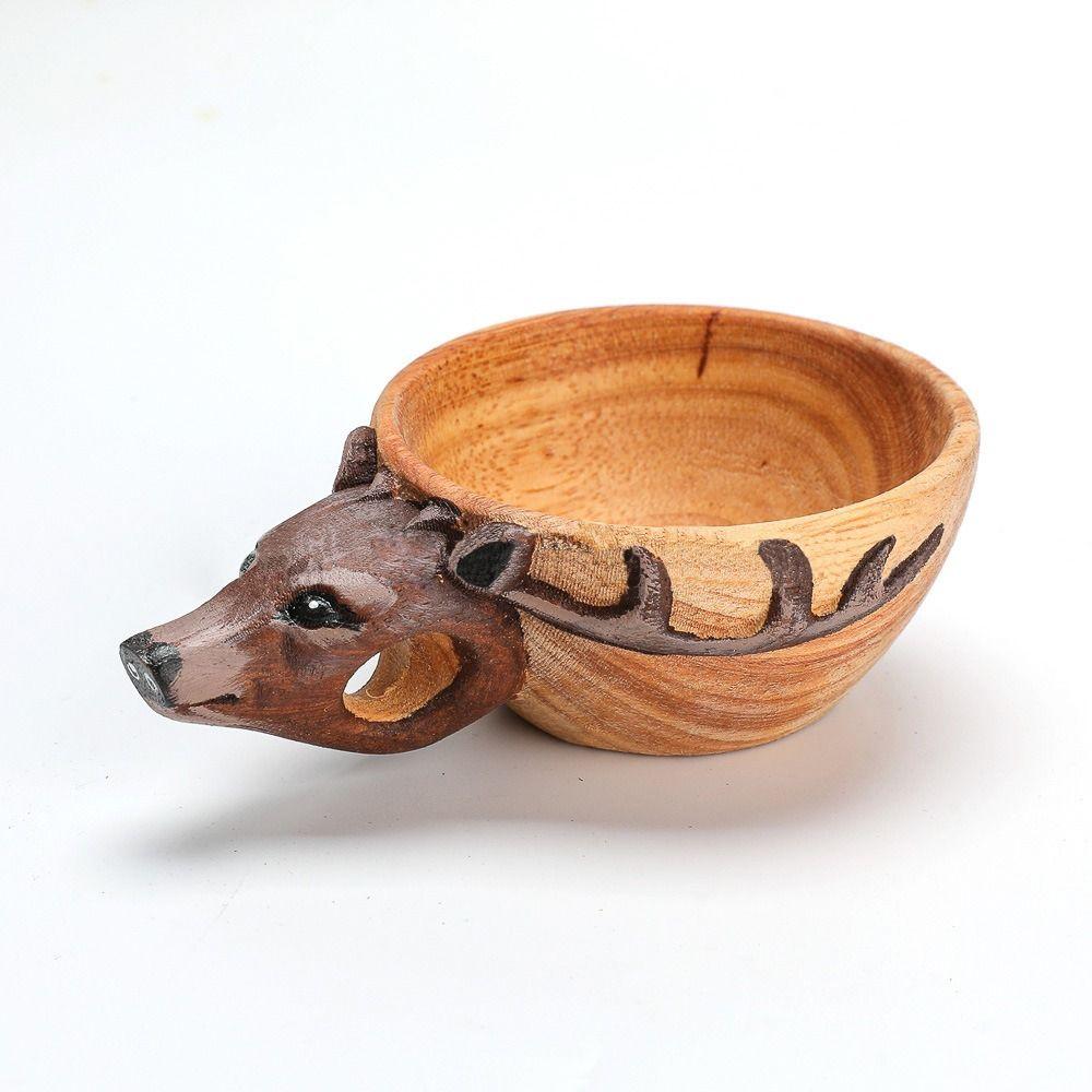 

Творческая походная деревянная кружка, кофейная чашка, чашка для воды в форме животного, вырезанная вручную