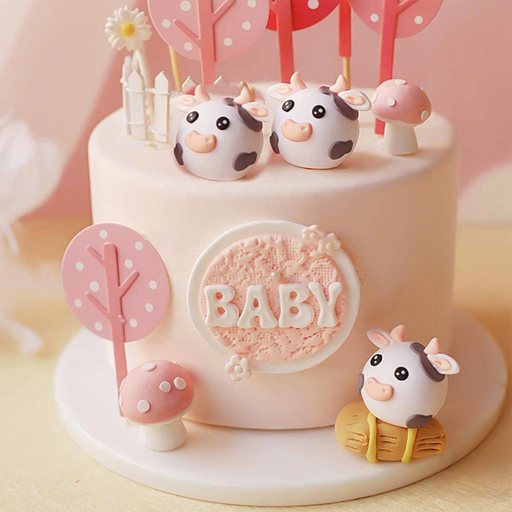 Cute Cow Cake Decoration Farm Animal Birthday Cow Cake Topper for Baby Shower Party Decorations animals theme party