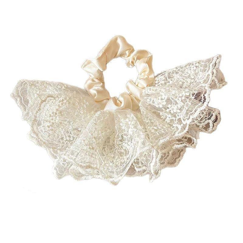 Lace Mesh Skirt Pendulum Hair Band Women'S High-End Sense French Style Oversized Hair Tie Intestine Ring Headrope Temperament Head Flower Hair Jewelry