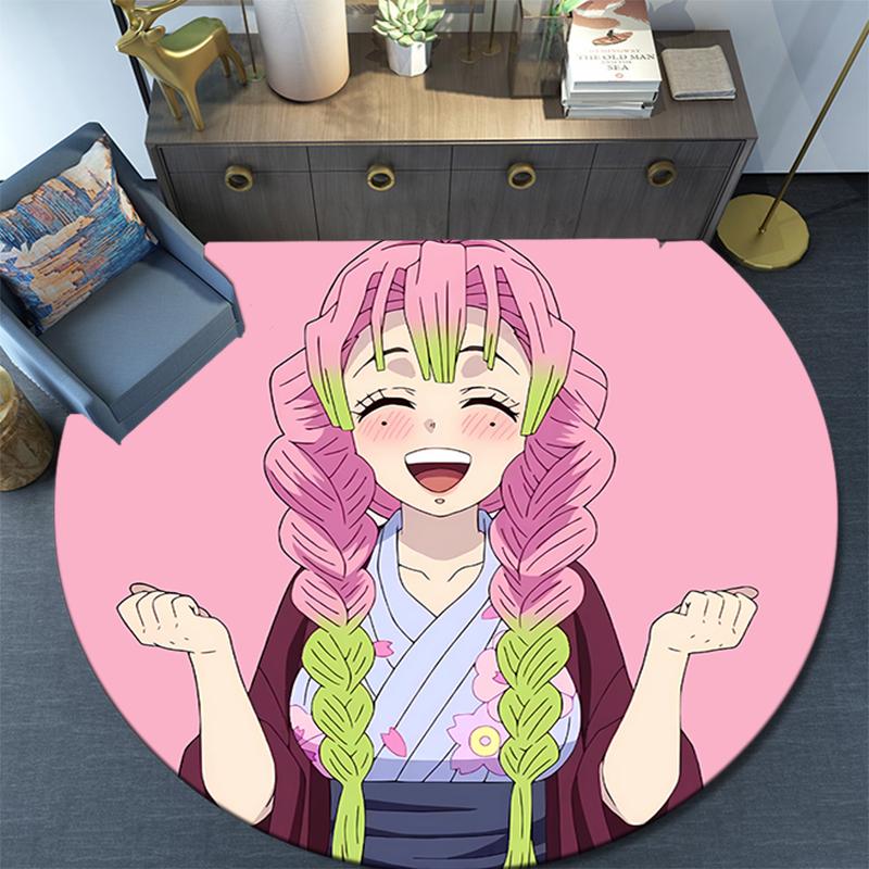 Cartoon Print Round Area Rug,Carpet Rug for Living Room Bedroom Sofa Playroom Decor,Non-slip Floor Mat