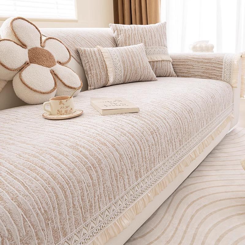 Chenier Sofa Cover Is Universal In All Seasons, Anti-Grab And Anti-Stick Sofa Cover, French Cream Wind Non-Slip Sofa Cushion