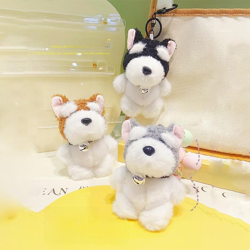 Jinnew Cute Plush Schnauzer Keychain With Bell For Bag Decoration Gift And