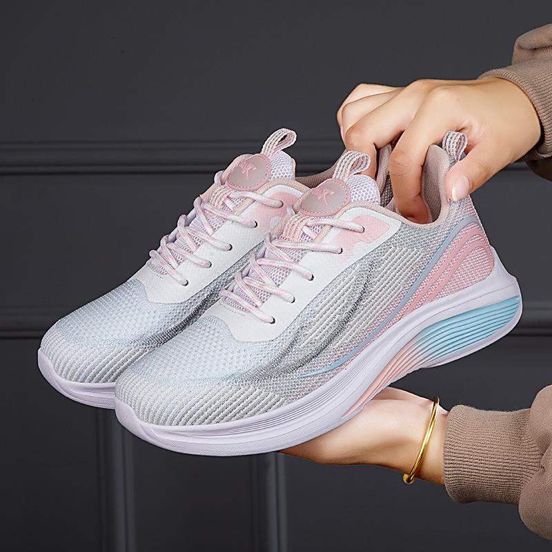 

Повседневная беговая летняя мода противоскользящая походная сетчатая воздухопроницаемая спортивная обувь теннисная женская тенденция 2025 года женские кроссовки пара 35 розовый