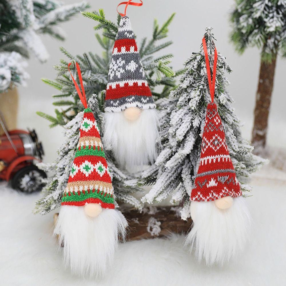 Nordic Style Knitted Doll Pendant Knitted Fabric Xmas Tree Hanging Christmas Party