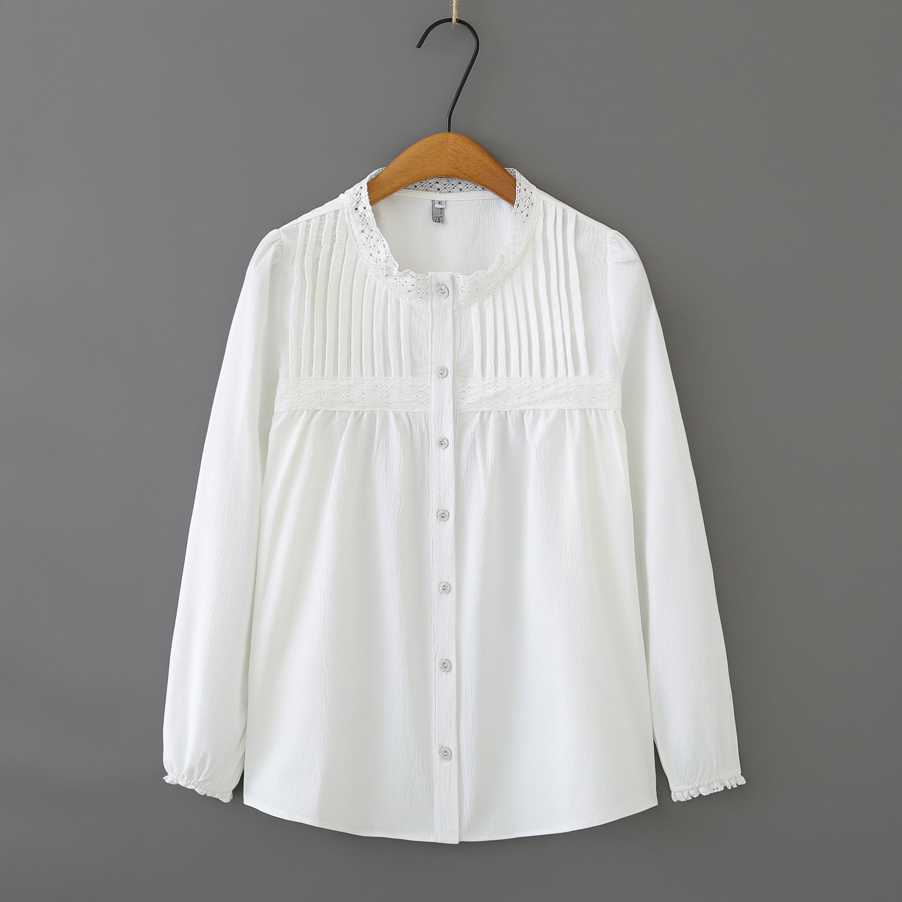 2026 Spring Plus Size Pleated Long Sleeve Patchwork Cardigan Shirt for Women 2XL