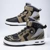 Autumn/Winter UNISEX Plus Velvet Motorcycle Boots Large Size Rotating Buttons Deoxy Leather Anti -sliding Collision Ride Boots Sneaker for Men