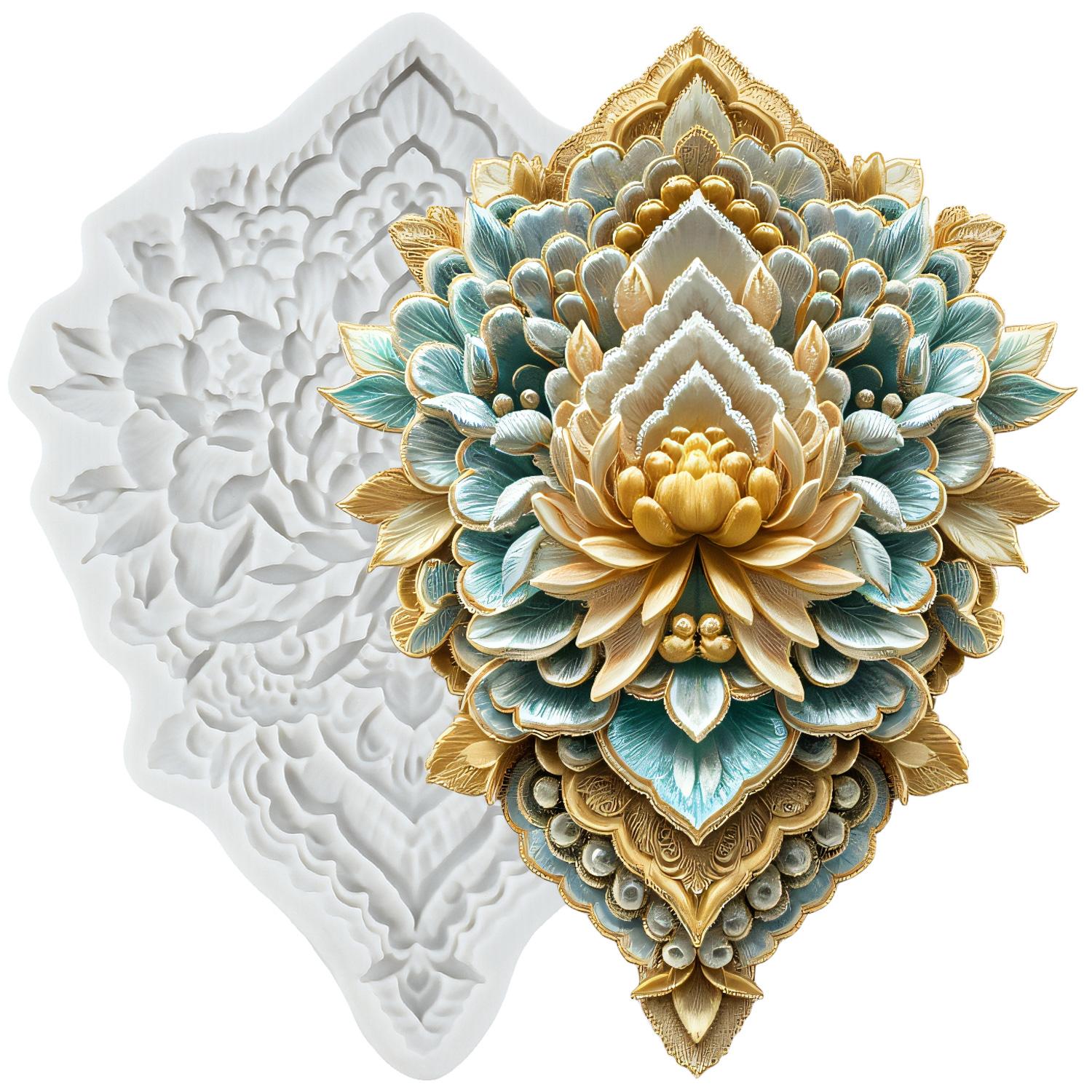 

Baroque Silicone Mold Scroll Border Lace Relief Flower Fondant Molds Cake Decorating Tools Theme Cake Dessert Decorated Chocolate Candy Mold сірий колір