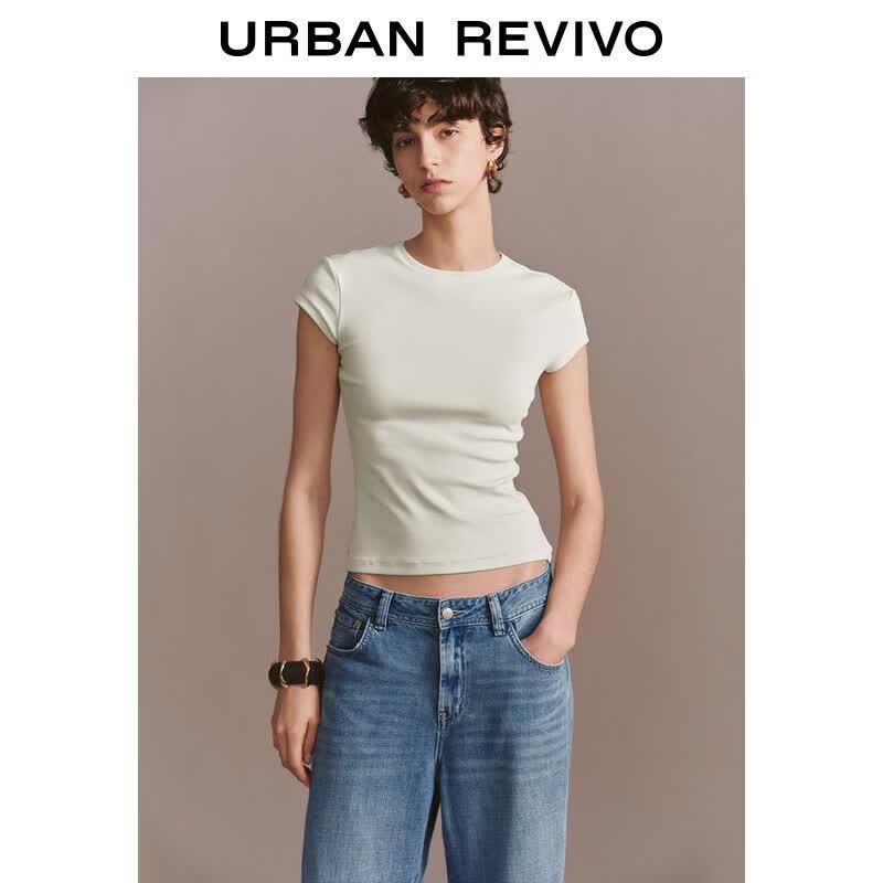 UR Women s Slim Fit Round Neck T-shirt M грязно-белый