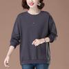 Women's Loose-Fit Pure Cotton Hoodie - Plus Size, Tummy-Covering, Slimming, Casual Spring/Autumn Top for Middle-Aged Mothers