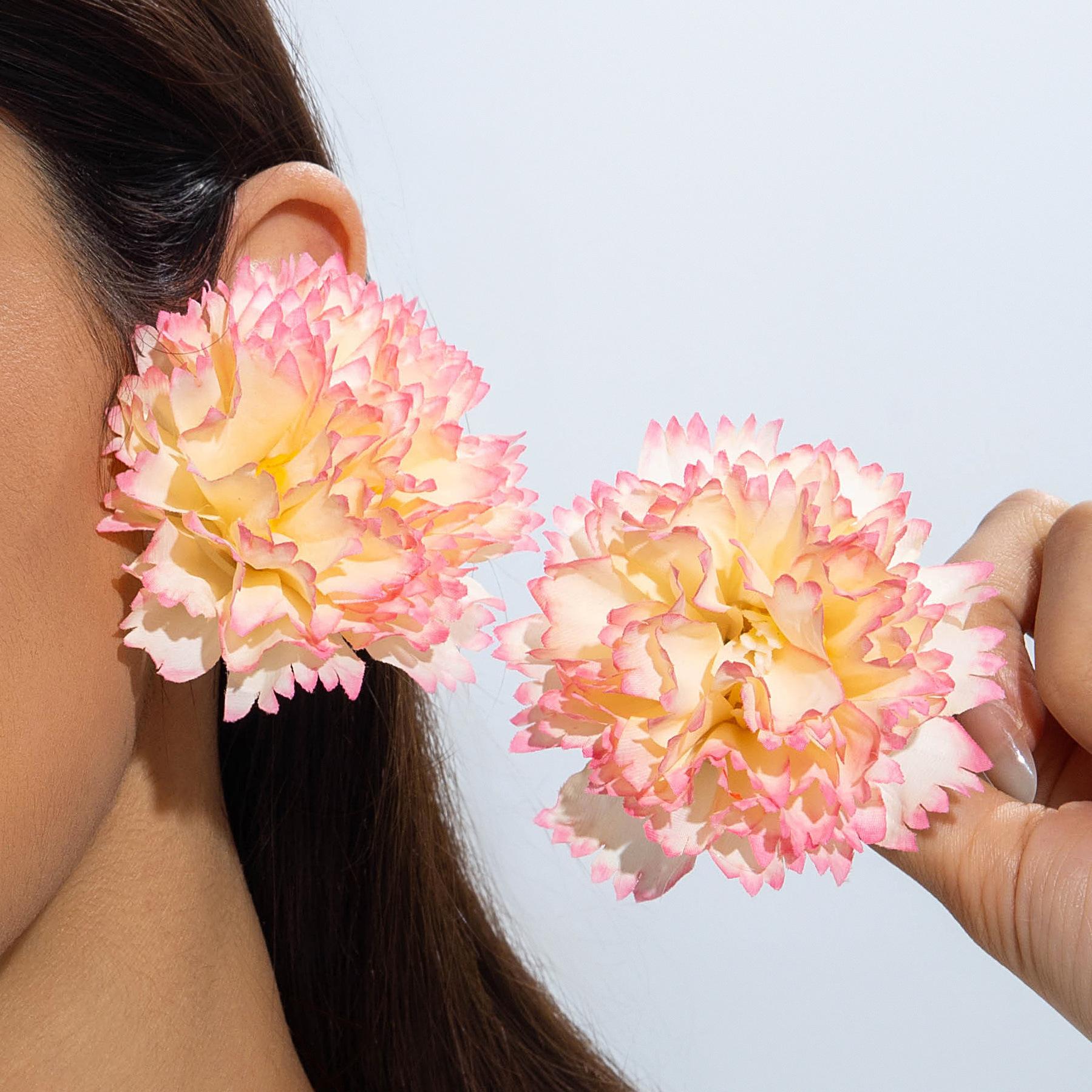 Европейская и американская модная бижутерия серьги-цветы из свежей ткани с бахромой и бусинами элегантные и милые серьги в подарок на День святого Валентина