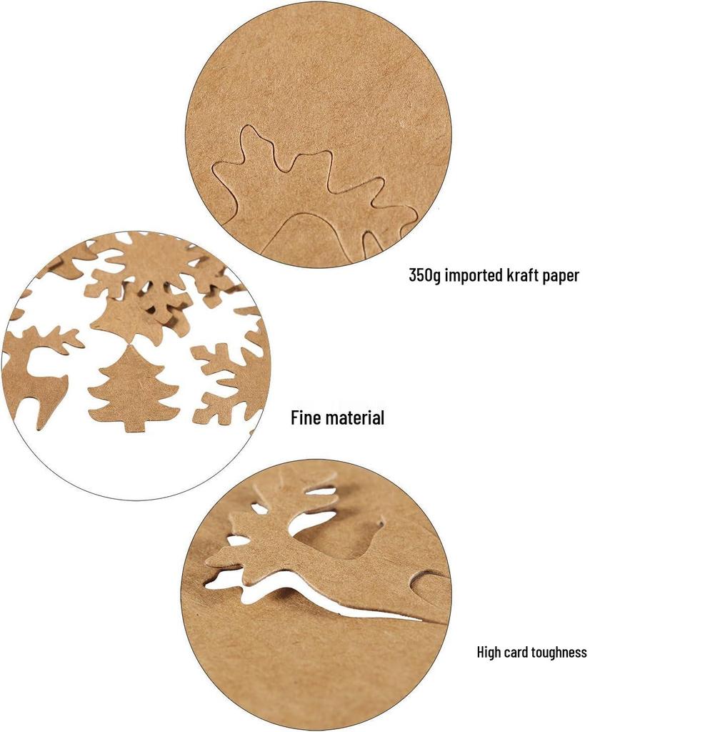 350g Kraft Paper Snowflake Reindeer Hang Tag - Irregular Shape Christmas Party Label