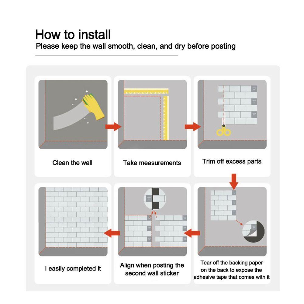 Self-adhesive 3D Stereo Wall Stickers Waterproof Oil Proof Backsplash Wall Decals Brick Design Moisture-proof