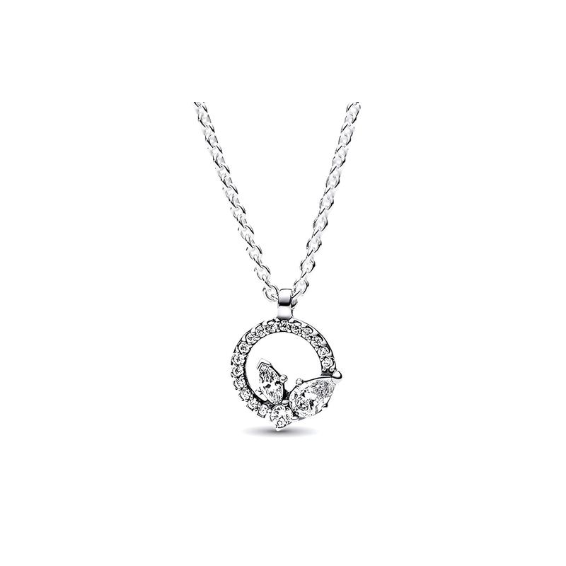 Pandora Sparkling flower specimen light luxury niche high-end 925 silver synthetic cubic zirconia necklace for women ZT2674