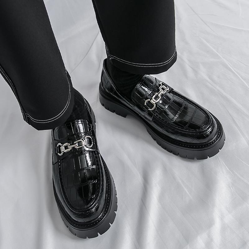 Fashion Fashionable and Trendy Men's Leather Loafers Thick Soled Non Slip Comfortable Walking Shoes Branded Urban Business Leather Shoes