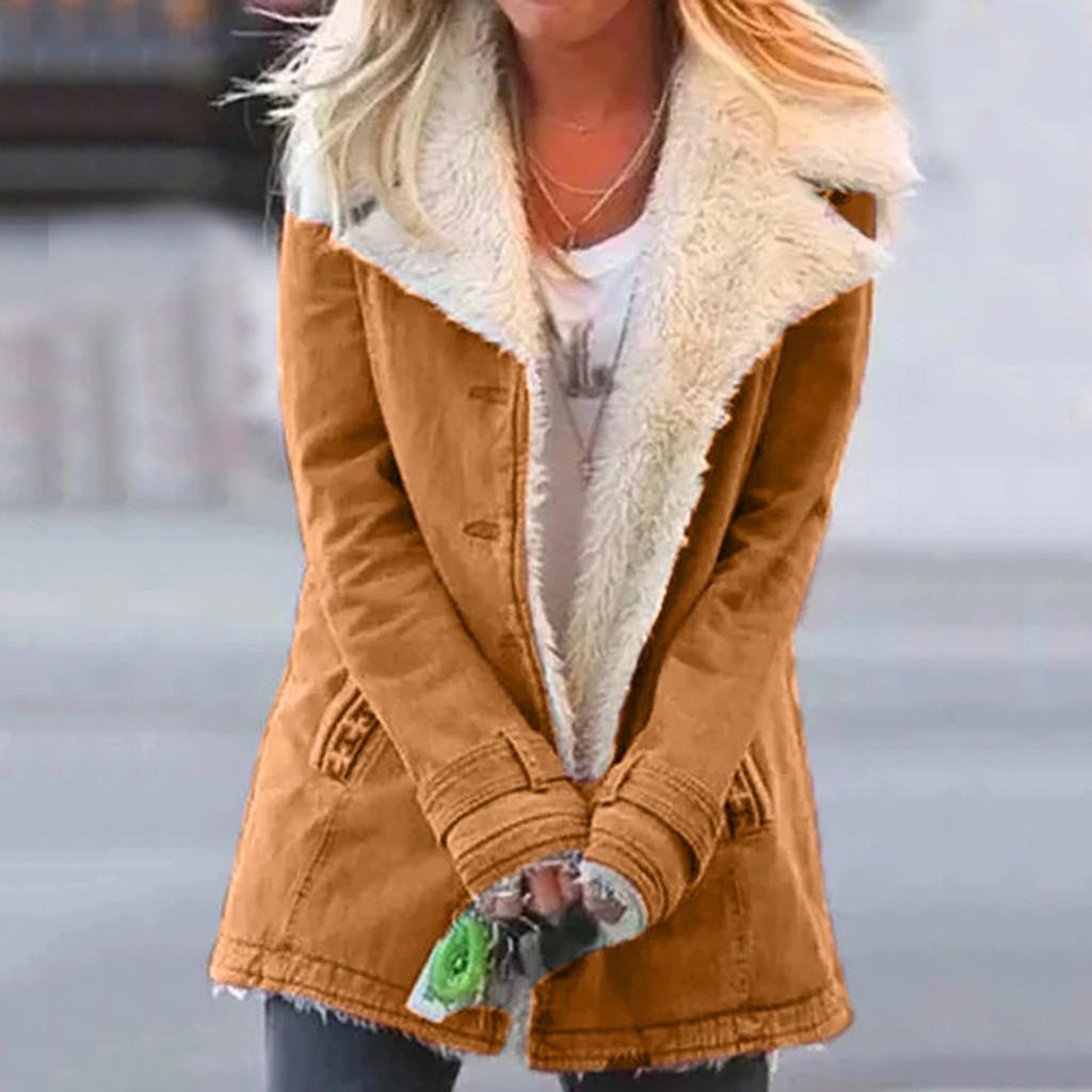 Women's Solid-color Loose Long-sleeved Fashionable Plus-size Warm Fleece Jacket