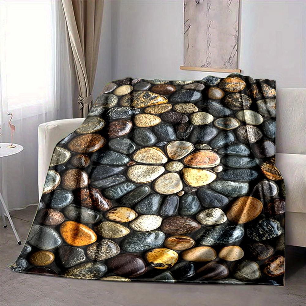 1Pc Stone Mosaic Art Blanket Soft And Comfortable Casual Warm Camping Travel Christmas Halloween Xmas Gift M928722