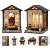 Japanese-Style Courtyard Miniature House DIY Wooden Dollhouse Hand-Craft Roombox Wooden Building Blocks as Gift & Decor