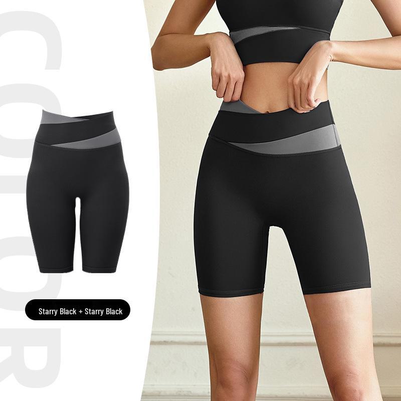 Juyitang Women's Summer Color Block High-Elastic Yoga & Fitness Shorts