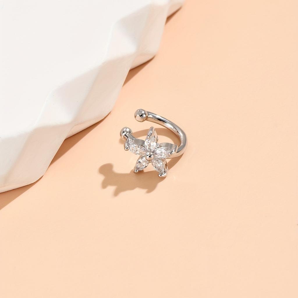 Glamour Lady exquisite schlichte Zirkon-Set-Blumenohrringe Bankettschmuck