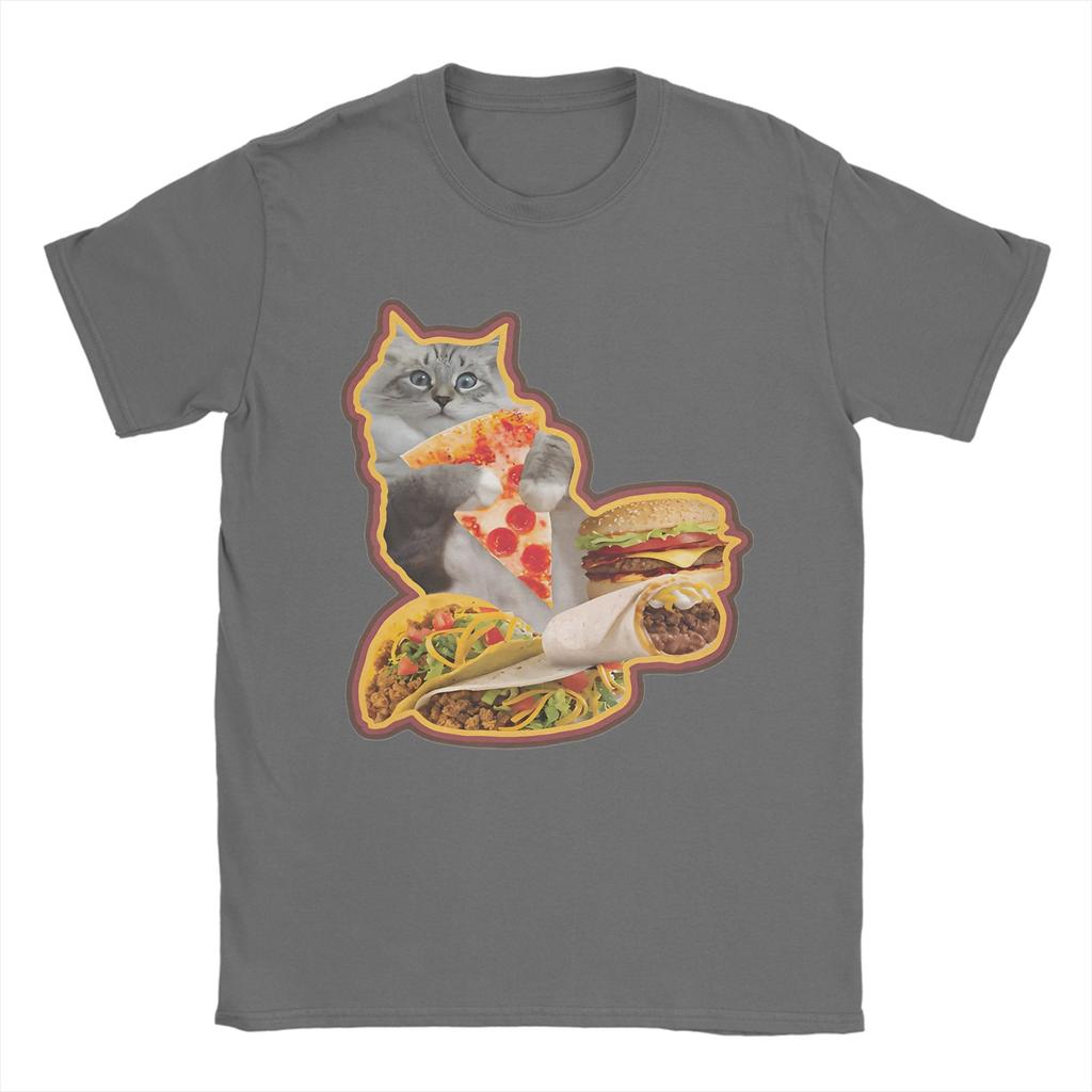Hamburger Cat T-Shirt Summer  Funny T Shirts Cotton Leisure Tshirt For Men's Short Sleeve Loose Tees