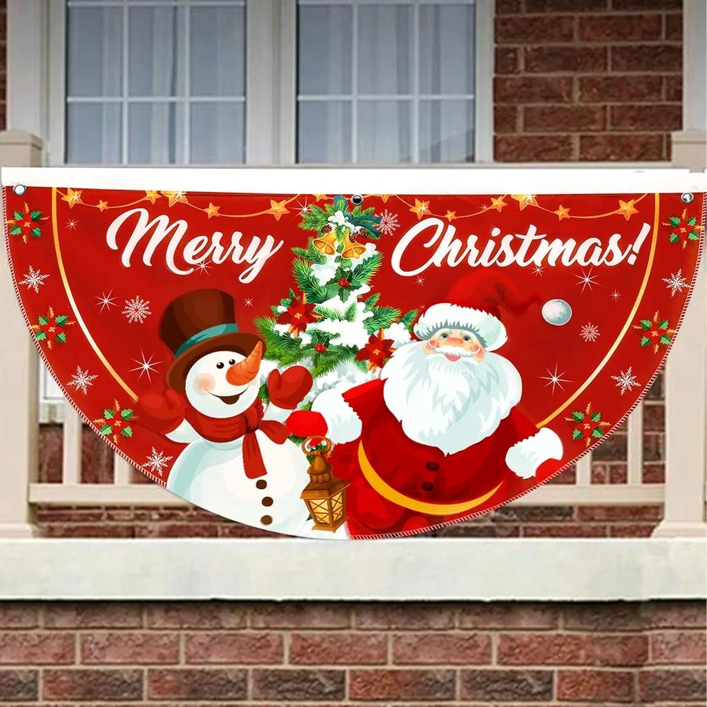 Christmas Banner Outdoor Fan-shaped Flag Christmas Decor for Home 2025 Cristmas Drop Ornament Xmas Navidad Gift New Year 2026
