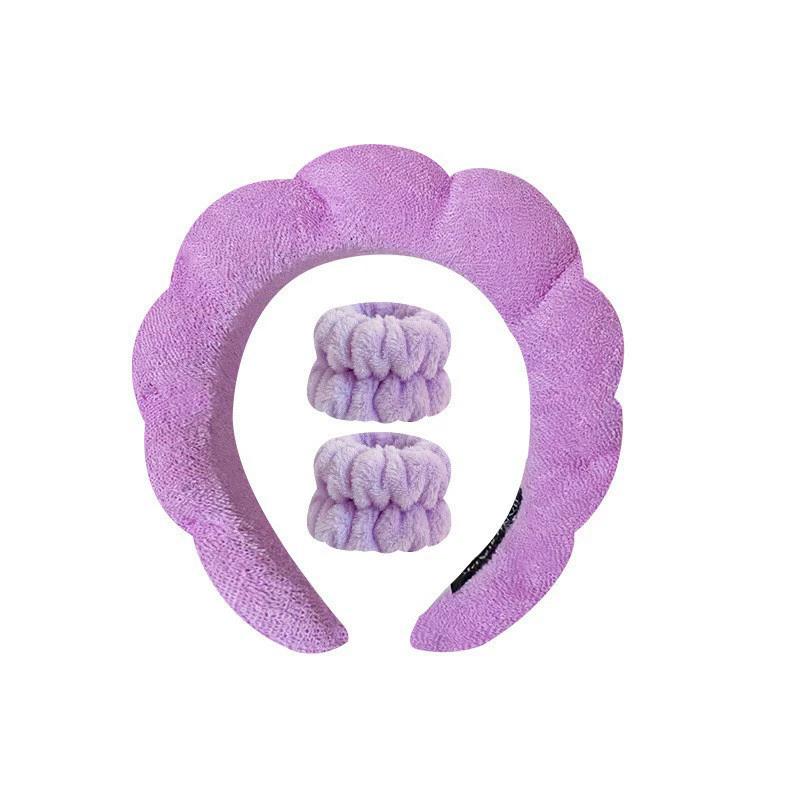 3pcs/lot women Sponge Spa Headband with Wristbands wrist wash band Ladies Wide Padded Headband Skin Care muñequeras skincare