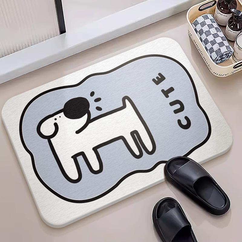 Cartoon hard diatom mud floor mat bathroom suction board non-slip quick-drying mat toilet door toilet floor mat foot mat