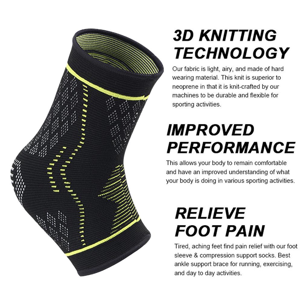 1Pair Ankle Brace Compression Support For Sprain Tendonitis Fasciitis Recovery Running Basketball Sports