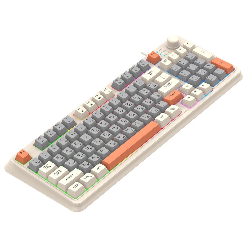 Silver Fox K820 Three-Color Backlit Russian Gaming Wired Keyboard & Mouse Set