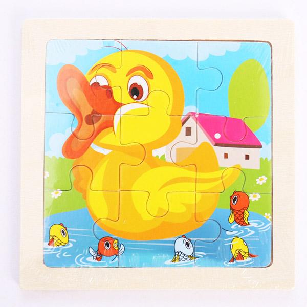 New 9 Piece Montessori Wooden Puzzle Cartoon Dinosaur Transportation Jigsaw 3d Puzzle Early Learning Educational Toys for Kids