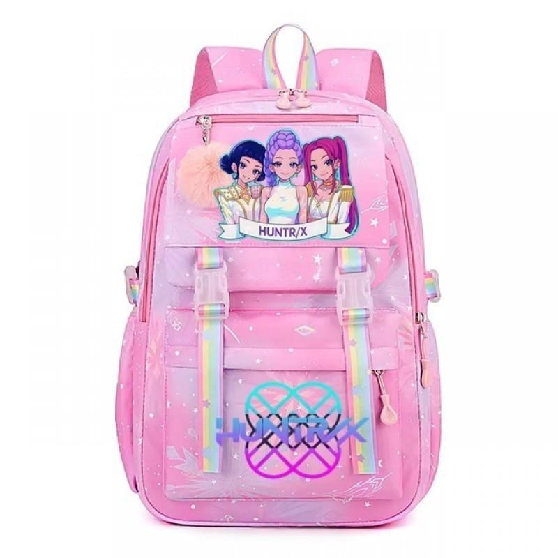 תרמיל בית ספר מצויר בהשראת K-Pop לבנות, תלמידי יסודי, קיבולת גדולה, קל משקל, תיק ניילון עם רצועות כרית אוויר