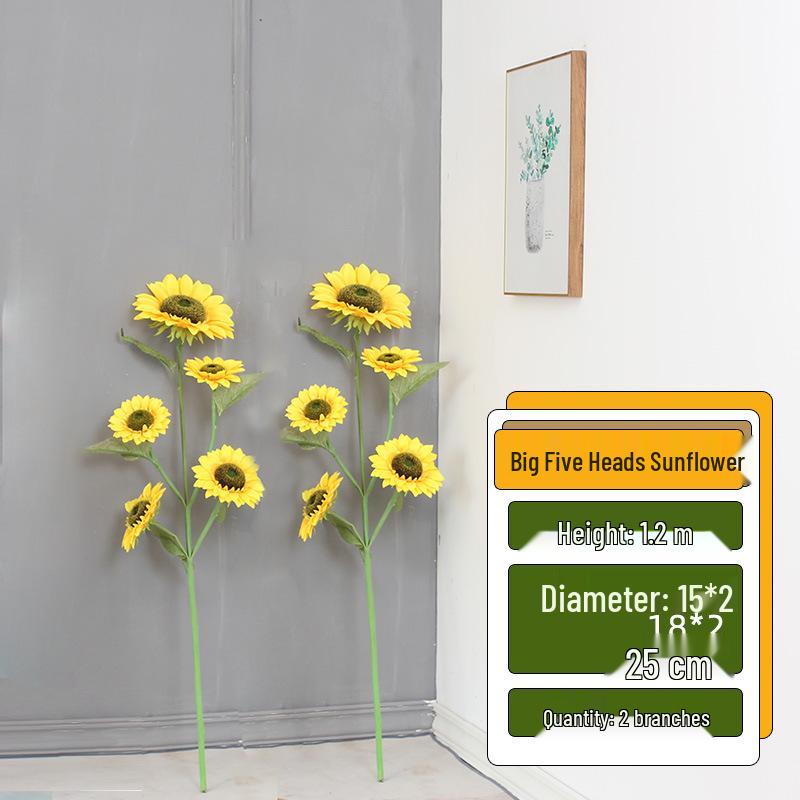 Large High Branch Sunflower Artificial Flower Bouquet for Living Room Decoration