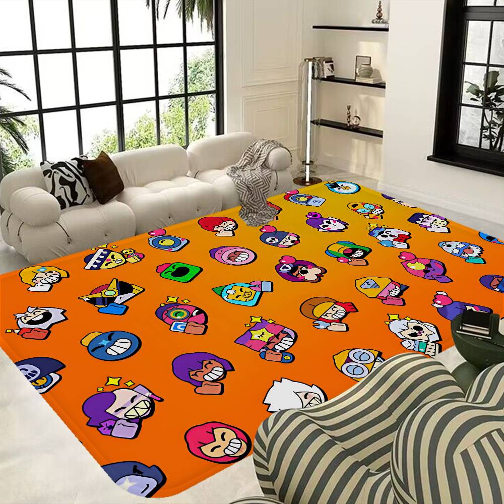Cute Cartoon B-Brawl Game Floor Mat Retro Multiple Choice Living Room Kitchen Rug Non-Slip Modern Home Decor