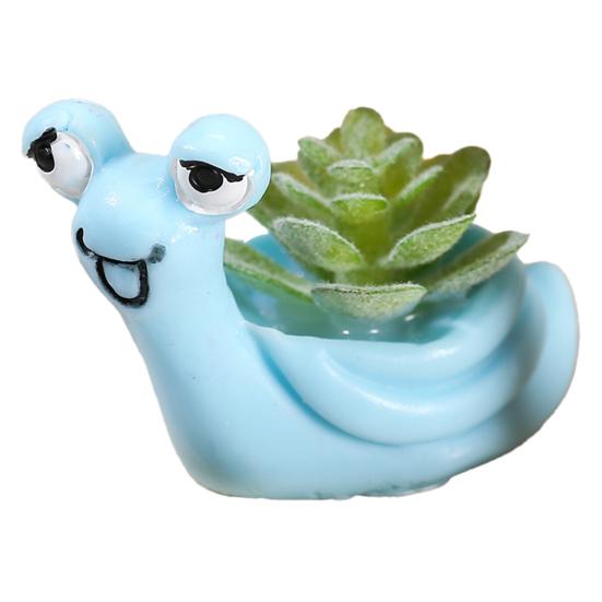 

Улитка орнамент милый реалистичный смола мох пейзаж животное миниатюра для дома синий